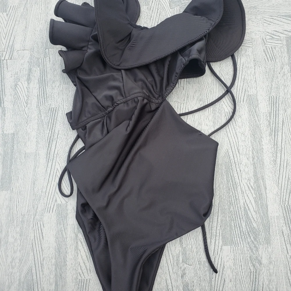 New Kanomi One Shoulder black Swimsuit UV Sun Protection handmade One Piece sexy